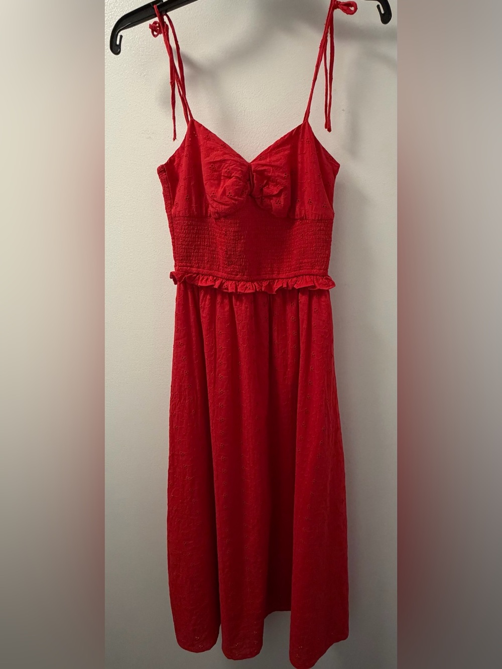 NWT Patrons of Peace Red Eyelet Midi Dress XS